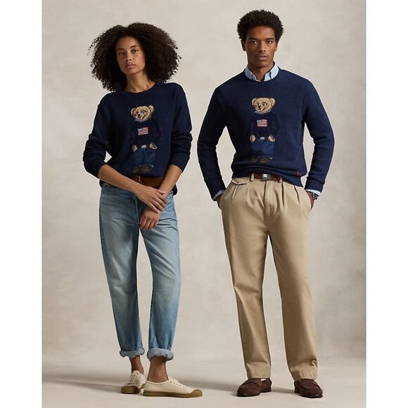 Polo Ralph Lauren Bear Pullover in Navy Multi Medium New Womens Sweater - Picture 16 of 16